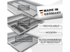 SOTECH ORGA-BOX-2 Besteckeinsatz Tiefe 462 mm Höhe 50,5 mm Für Nobilia Küchen Canvas Struktur Silbergrau Breite 309 mm