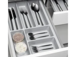 SOTECH ORGA-BOX-2 Besteckeinsatz Tiefe 462 mm Höhe 50,5 mm Für Nobilia Küchen Canvas Struktur Silbergrau Breite 309 mm