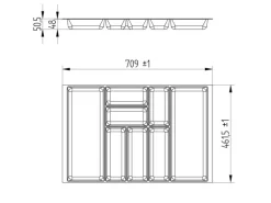 SOTECH ORGA-BOX-2 Besteckeinsatz Tiefe 462 mm Höhe 50,5 mm Für Nobilia Küchen Canvas Struktur Anthrazit Breite 709 mm