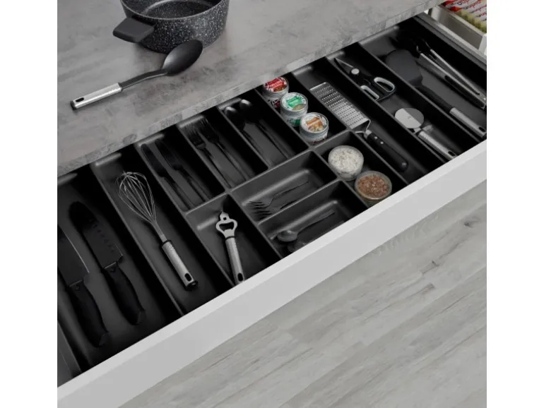 SOTECH ORGA-BOX-3 Besteckeinsätze Tiefe 473 mm Höhe 50,5 mm Anthrazit Schubladeneinsätze Breite 1091 mm