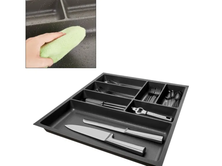 SOTECH ORGA-BOX-2 Besteckeinsatz Tiefe 462 mm Höhe 50,5 mm Für Nobilia Küchen Canvas Struktur Anthrazit Breite 509 mm