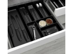 SOTECH ORGA-BOX-2 Besteckeinsatz Tiefe 462 mm Höhe 50,5 mm Für Nobilia Küchen Canvas Struktur Anthrazit Breite 509 mm