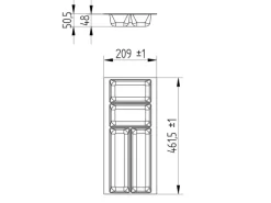 SOTECH ORGA-BOX-2 Besteckeinsatz Tiefe 462 mm Höhe 50,5 mm Für Nobilia Küchen Canvas Struktur Anthrazit Breite 209 mm