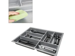 SOTECH ORGA-BOX-2 Besteckeinsatz Tiefe 462 mm Höhe 50,5 mm Für Nobilia Küchen Canvas Struktur Silbergrau Breite 359 mm