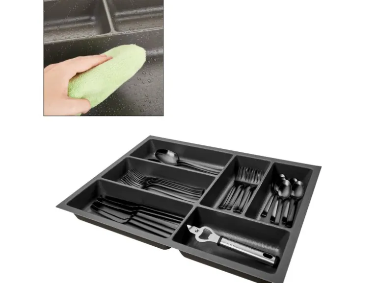 SOTECH ORGA-BOX-3 Besteckeinsätze Tiefe 473 mm Höhe 50,5 mm Anthrazit Schubladeneinsätze Breite 341 mm