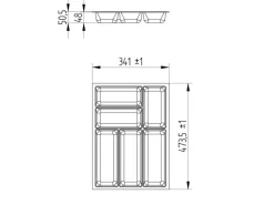 SOTECH ORGA-BOX-3 Besteckeinsätze Tiefe 473 mm Höhe 50,5 mm Anthrazit Schubladeneinsätze Breite 341 mm