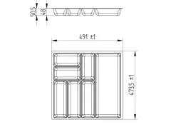 SOTECH ORGA-BOX-3 Besteckeinsätze Tiefe 473 mm Höhe 50,5 mm Anthrazit Schubladeneinsätze Breite 491 mm