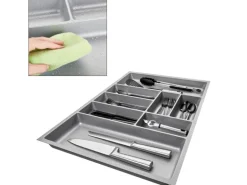 SOTECH ORGA-BOX-2 Besteckeinsatz Tiefe 462 mm Höhe 50,5 mm Für Nobilia Küchen Canvas Struktur Silbergrau Breite 709 mm