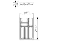 SOTECH ORGA-BOX-3 Besteckeinsätze Tiefe 473 mm Höhe 50,5 mm Anthrazit Schubladeneinsätze Breite 291 mm