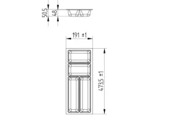 SOTECH ORGA-BOX-3 Besteckeinsätze Tiefe 473 mm Höhe 50,5 mm Anthrazit Schubladeneinsätze Breite 191 mm