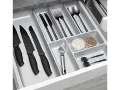 SOTECH ORGA-BOX-2 Besteckeinsatz Tiefe 462 mm Höhe 50,5 mm Für Nobilia Küchen Canvas Struktur Silbergrau Breite 509 mm