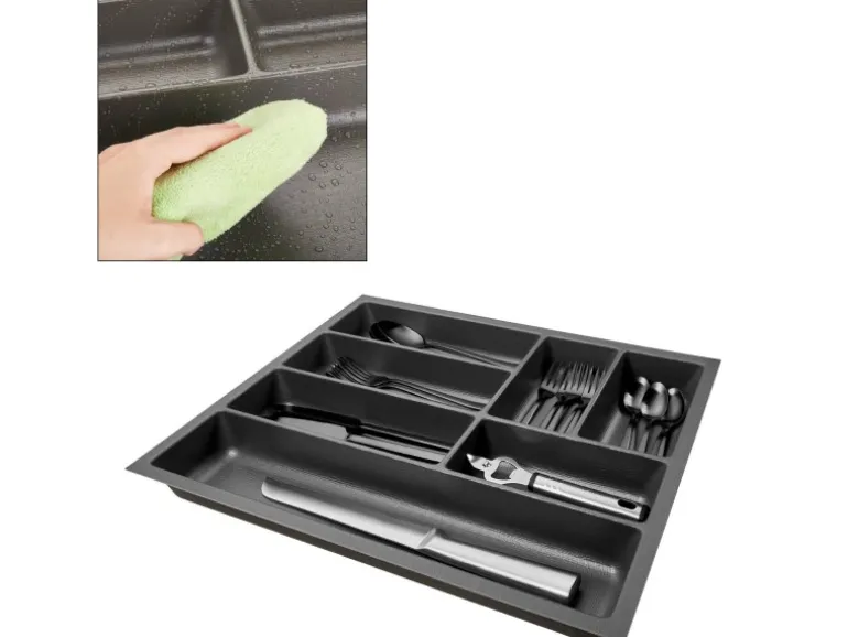 SOTECH ORGA-BOX-3 Besteckeinsätze Tiefe 473 mm Höhe 50,5 mm Anthrazit Schubladeneinsätze Breite 391 mm