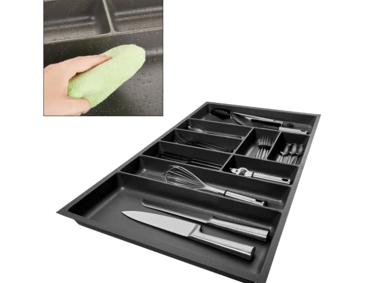 SOTECH ORGA-BOX-2 Besteckeinsatz Tiefe 462 mm Höhe 50,5 mm Für Nobilia Küchen Canvas Struktur Anthrazit Breite 809 mm