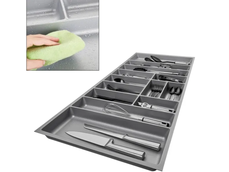 SOTECH ORGA-BOX-3 Besteckeinsätze Tiefe 473 mm Höhe 50,5 mm Silbergrau Schubladeneinsätze Breite 1091 mm