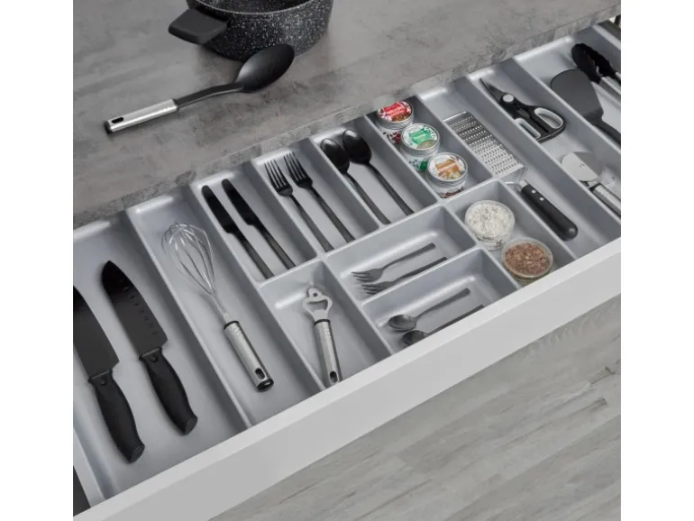 SOTECH ORGA-BOX-3 Besteckeinsätze Tiefe 473 mm Höhe 50,5 mm Silbergrau Schubladeneinsätze Breite 1091 mm