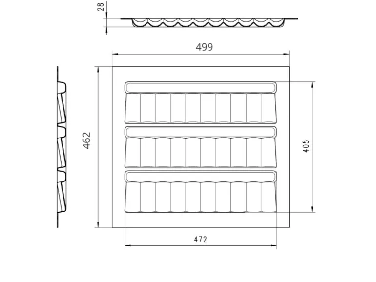SOTECH ORGA-BOX Gewürzgläsereinsatz 499 x 462 x 28 mm Silbergrau Gewürzdoseneinsatz Für 60er Korpusbreite