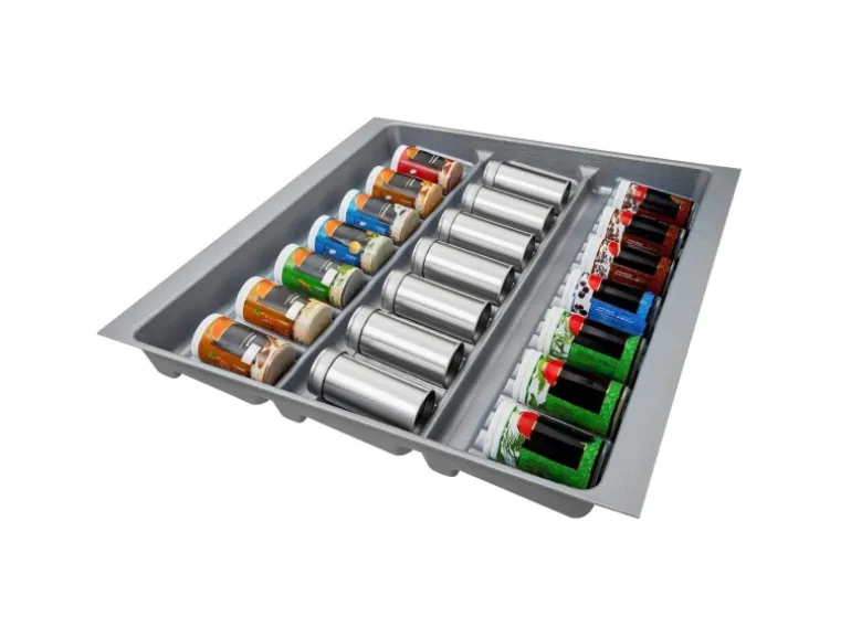 SOTECH ORGA-BOX-2 Gewürzgläsereinsatz Tiefe 462mm Höhe 50,5mm Für Nobilia Küchen Canvas Struktur Silbergrau Breite 509mm