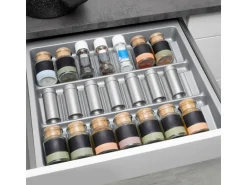 SOTECH ORGA-BOX-2 Gewürzgläsereinsatz Tiefe 462mm Höhe 50,5mm Für Nobilia Küchen Canvas Struktur Silbergrau Breite 509mm