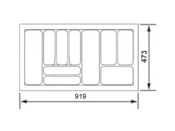 SOTECH Orga-Box I Besteckeinsatz Höhe 55 mm Oriongrau 1000 mm Antirutschbeschichtung Für Blum Tandembox und ModernBox