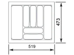 SOTECH Orga-Box I Besteckeinsatz Oriongrau 600 mm Höhe 55 mm Antirutschbeschichtung Für Blum Tandembox und ModernBox