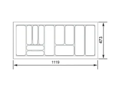SOTECH Orga-Box I Besteckeinsatz Höhe 55 mm Oriongrau 1200 mm Antirutschbeschichtung Für Blum Tandembox und ModernBox