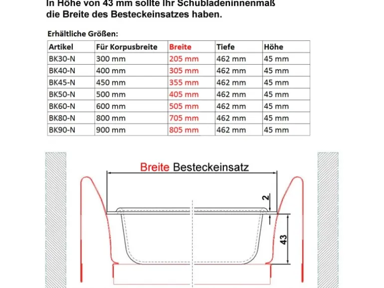 SOTECH ORGA-BOX II Besteckeinsatz 900 mm Höhe 45 mm Silbergrau Für Nobilia Schubladen