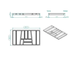 SOTECH ORGA-BOX II Besteckeinsatz 900 mm Höhe 45 mm Silbergrau Für Nobilia Schubladen