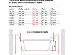 SOTECH ORGA-BOX II Besteckeinsatz 300 mm Höhe 45 mm Silbergrau Für Nobilia Schubladen