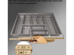 SOTECH ORGA-BOX II Besteckeinsatz 300 mm Höhe 45 mm Silbergrau Für Nobilia Schubladen