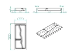 SOTECH ORGA-BOX II Besteckeinsatz 300 mm Höhe 45 mm Silbergrau Für Nobilia Schubladen