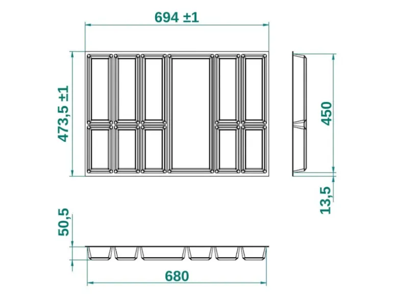 SOTECH ORGA-BOX III Besteckeinsatz 800 mm Höhe 55 mm Für Nobilia Ab 2013 Pronorm und Brigitte Küchen