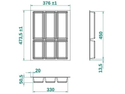 SOTECH ORGA-BOX IV UNIVERSAL Besteckeinsatz 450 mm Höhe 53 mm Schubkasteneinsatz Besteckeinteilung