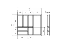 SOTECH Orga-Box Junker Slim Besteckeinsatz Höhe 52 mm Für Korpusbreite 600 mm Lavagrau Für JUNKER SLIM Schubladensystem