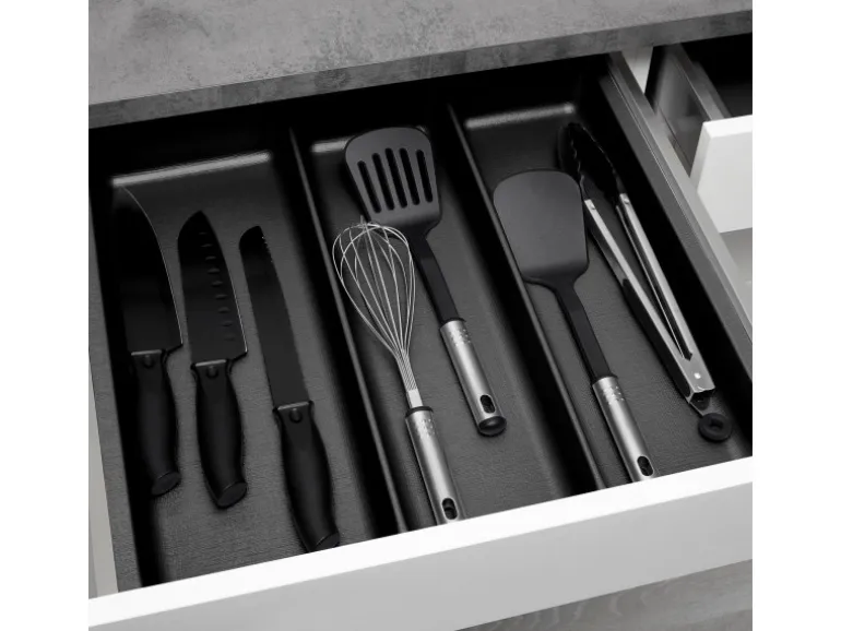 SOTECH ORGA-BOX-2 Multifunktionseinsatz Tiefe 462mm Höhe 50,5mm Für Nobilia Küche Canvas Struktur Anthrazit Breite 509mm