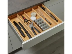 SOTECH ORGA-BOX UNIVERSAL Besteckkasten Aus Bambus Verstellbar Für Schrankbreite 500 - 600 mm Höhe 65 mm bis 5 Fächer