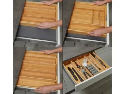 SOTECH ORGA-BOX UNIVERSAL Besteckkasten Aus Bambus Verstellbar Für Schrankbreite 500 - 600 mm Höhe 65 mm bis 5 Fächer