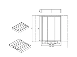 SOTECH ORGA-BOX UNIVERSAL Besteckkasten Aus Bambus Verstellbar Für Schrankbreite 500 - 600 mm Höhe 65 mm bis 5 Fächer