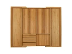 SOTECH ORGA-BOX UNIVERSAL Besteckkasten Bambus Verstellbar Für Schrankbreite 500 - 600 mm bis 7 Fächer inkl. Messerblock