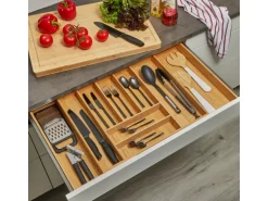 SOTECH ORGA-BOX UNIVERSAL Besteckkasten Aus Bambus Verstellbar Für Schrankbreite 700 - 900 mm Höhe 65 mm bis 9 Fächer