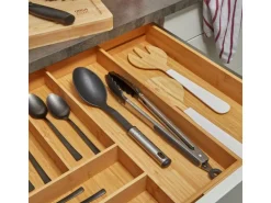 SOTECH ORGA-BOX UNIVERSAL Besteckkasten Aus Bambus Verstellbar Für Schrankbreite 700 - 900 mm Höhe 65 mm bis 9 Fächer