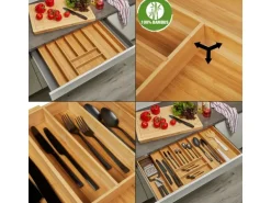 SOTECH ORGA-BOX UNIVERSAL Besteckkasten Aus Bambus Verstellbar Für Schrankbreite 700 - 900 mm Höhe 65 mm bis 9 Fächer