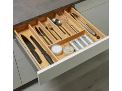 SOTECH ORGA-BOX UNIVERSAL Besteckkasten Aus Bambus Verstellbar Für Schrankbreite 500 - 600 mm Höhe 65 mm bis 7 Fächer