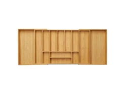 SOTECH ORGA-BOX UNIVERSAL Besteckkasten Aus Bambus Verstellbar Für Schrankbreite 900 - 1200 mm Höhe 65 mm bis 13 Fächer