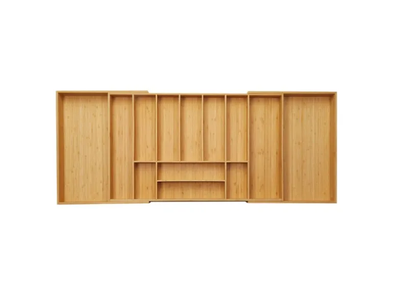 SOTECH ORGA-BOX UNIVERSAL Besteckkasten Aus Bambus Verstellbar Für Schrankbreite 900 - 1200 mm Höhe 65 mm bis 13 Fächer