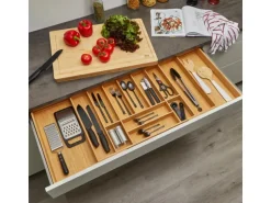 SOTECH ORGA-BOX UNIVERSAL Besteckkasten Aus Bambus Verstellbar Für Schrankbreite 900 - 1200 mm Höhe 65 mm bis 13 Fächer