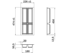 SOTECH Orga-Box VII Besteckeinsatz Basaltgrau 300 mm Höhe 50,5 mm mit Softtouch Oberfläche