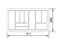 SOTECH Orga-Box VIII Besteckeinsatz 911 x 480 x 55 mm Lavagrau mit Perlstruktur Für 100er Schränke in Häcker Küchen