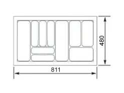 SOTECH Orga-Box VIII Besteckeinsatz 811 x 480 x 55 mm Lavagrau mit Perlstruktur Für 90er Schränke in Häcker Küchen