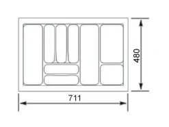 SOTECH Orga-Box VIII Besteckeinsatz 711 x 480 x 55 mm Lavagrau mit Perlstruktur Für 80er Schränke in Häcker Küchen