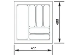 SOTECH Orga-Box VIII Besteckeinsatz 411 x 480 x 55 mm Lavagrau mit Perlstruktur Für 50er Schränke in Häcker Küchen